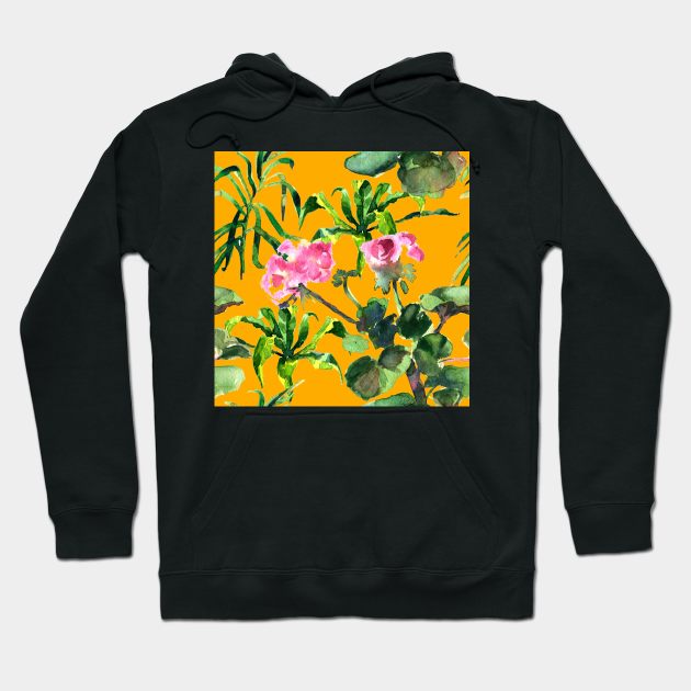 Seamless tropical flower Hoodie by Olga Berlet